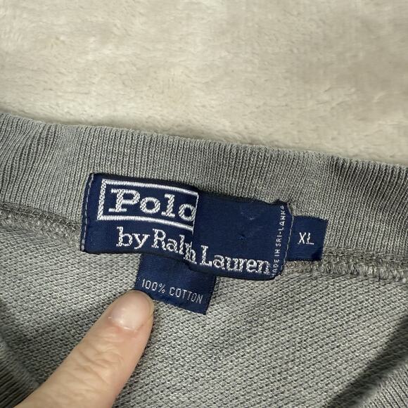 VTG Polo Ralph Lauren Sportsman Henley Long Sleeve Shirt Men's Size XL Gray 90s - Picture 3 of 6